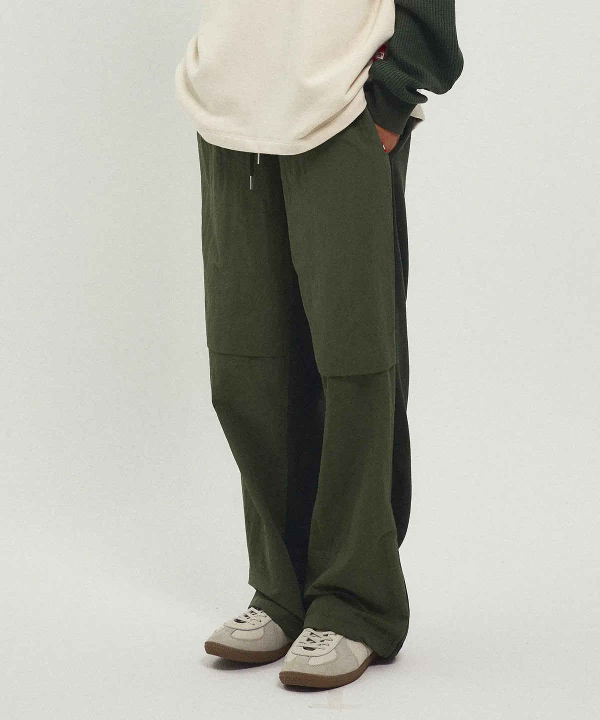 Back to Back Cotton Wide Pants_Khaki