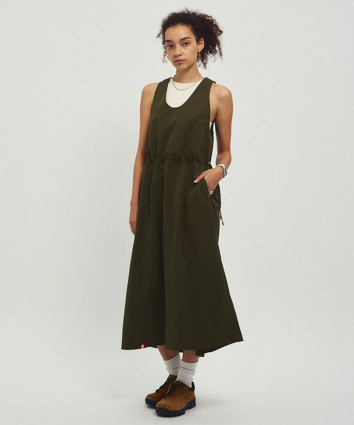 Nylon Layered Long One piece_Khaki