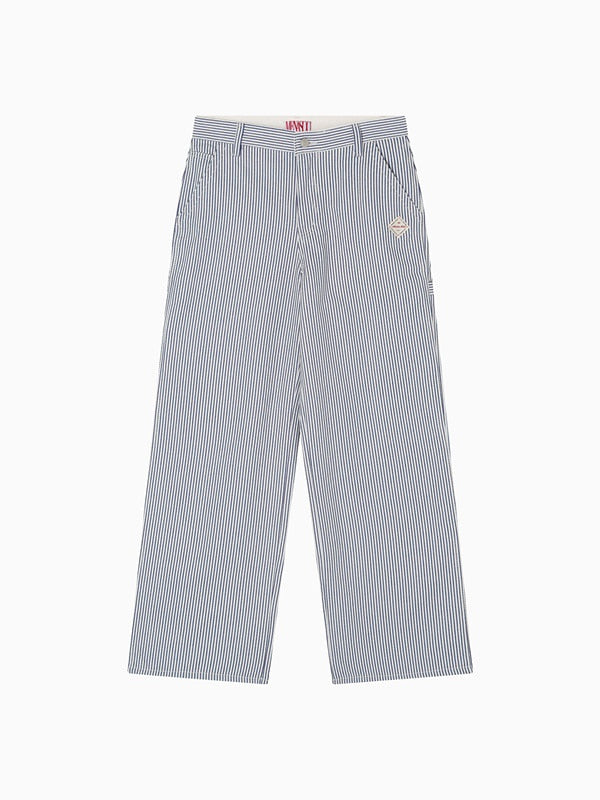 Navy Stripe Cotton Wide Pants_Navy