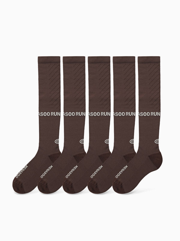 [5 PACK] Menasoo Long Socks_Brown