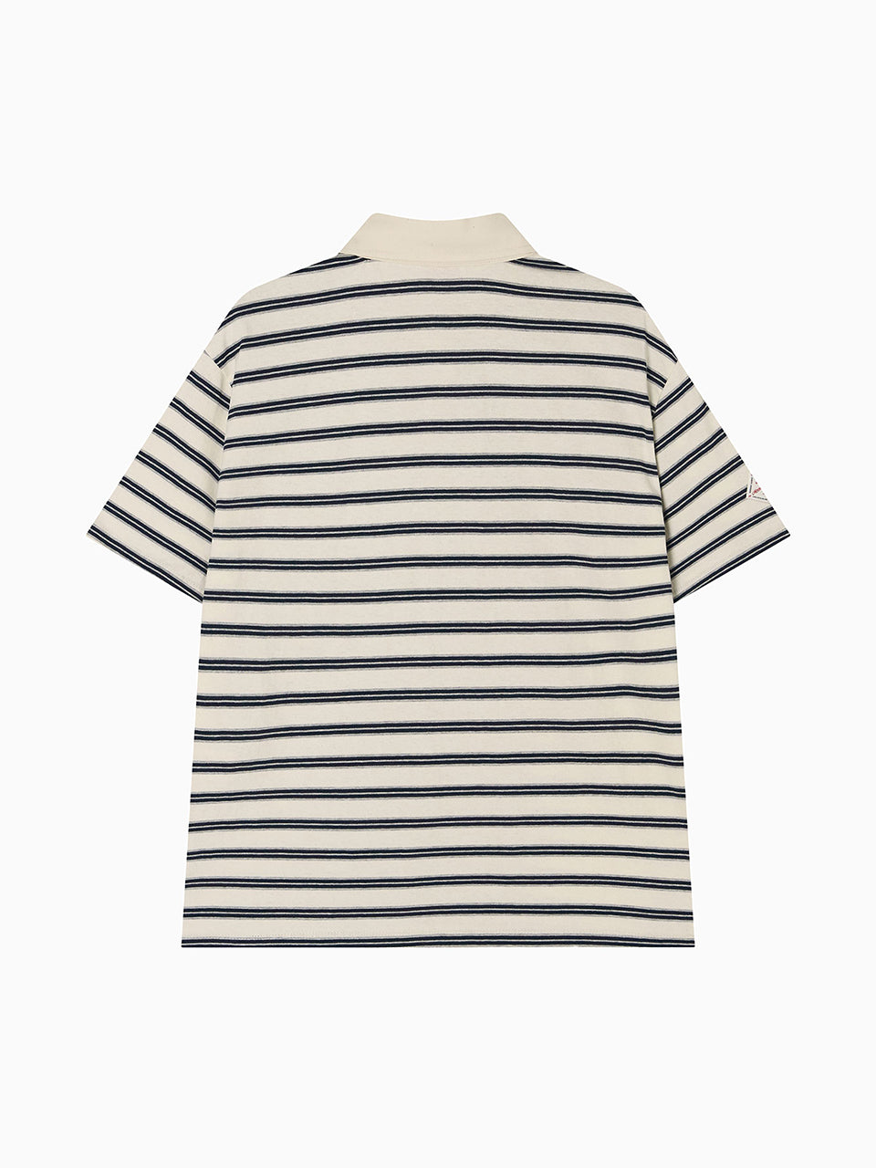 Multi Stripe Collar T Shirt_Navy Ivory
