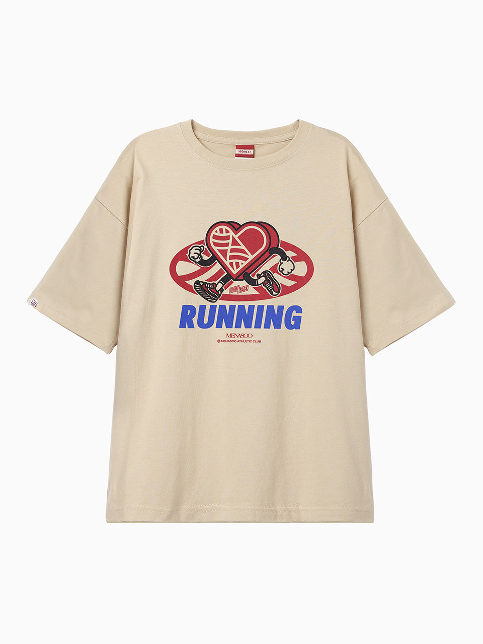 New Big Hearttrack Graphic T Shirt_Oatmeal