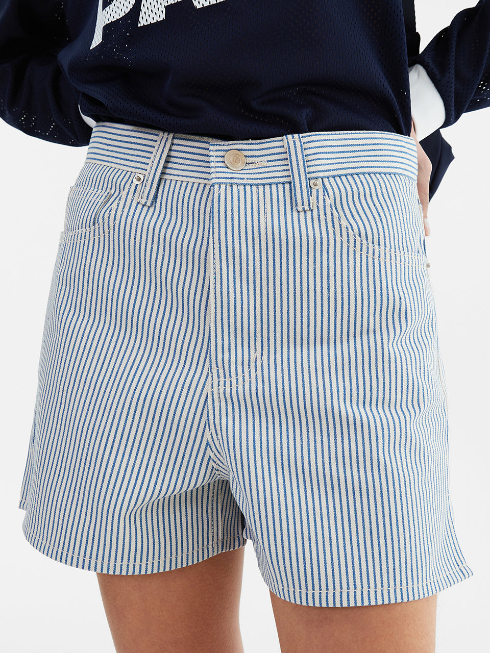 Stripe Denim Short Pants_Skyblue