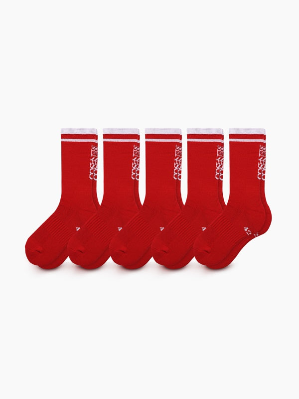 [5 PACK] RUNNING CREW FLOGGER FIT SOCKS_LONG_RED
