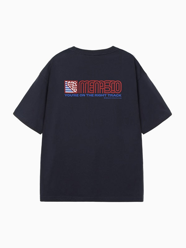 Squared Hearttrack Graphic T Shirt_Navy