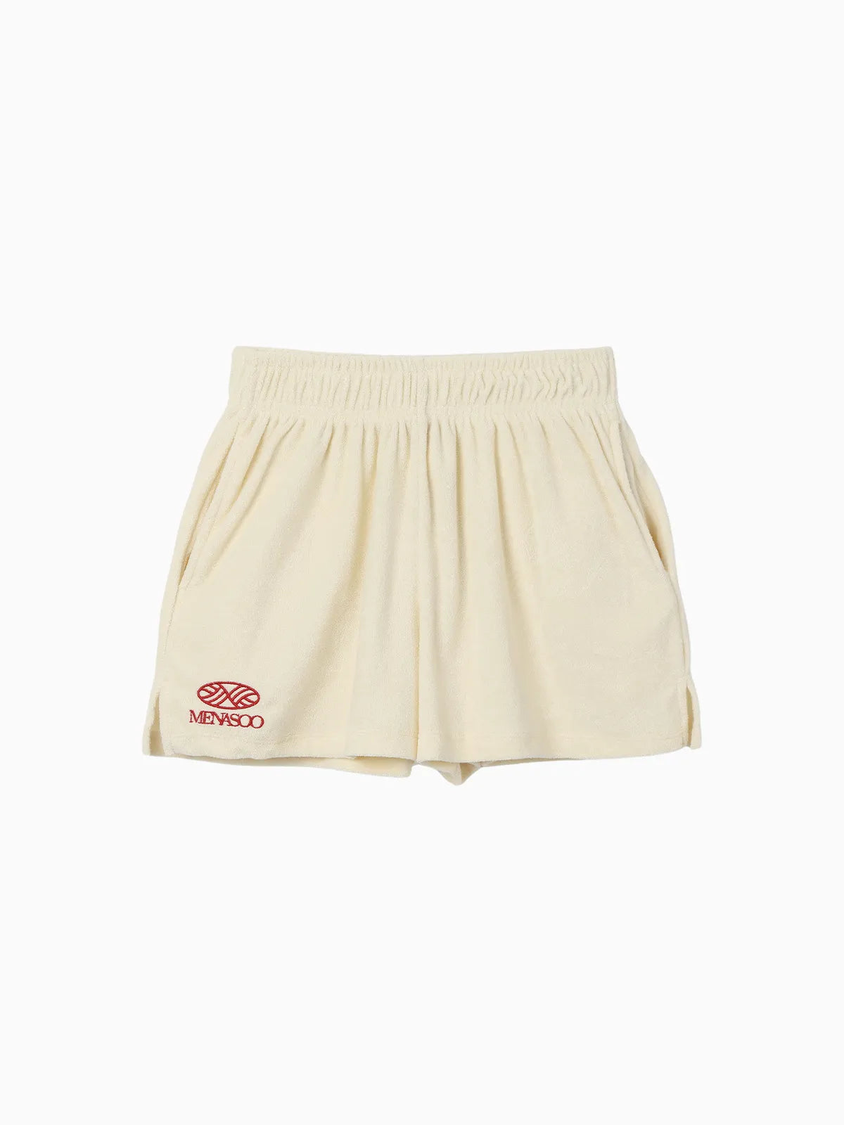 MENASOO LOGO TERRY SWEAT SHORTS_IVORY