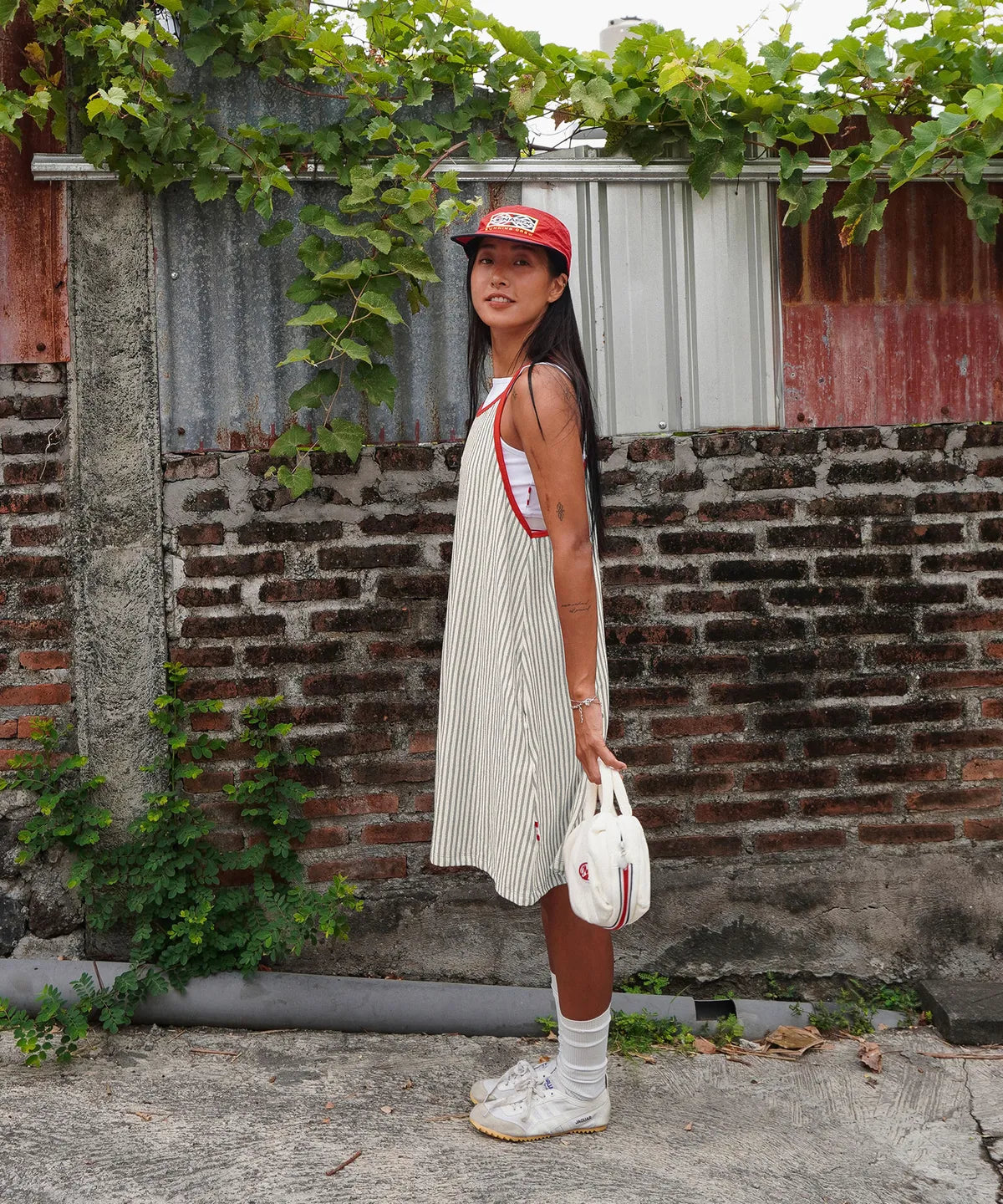 MENASOO SUMMER STRIPE TERRY STRAP ONEPIECE_GRAY