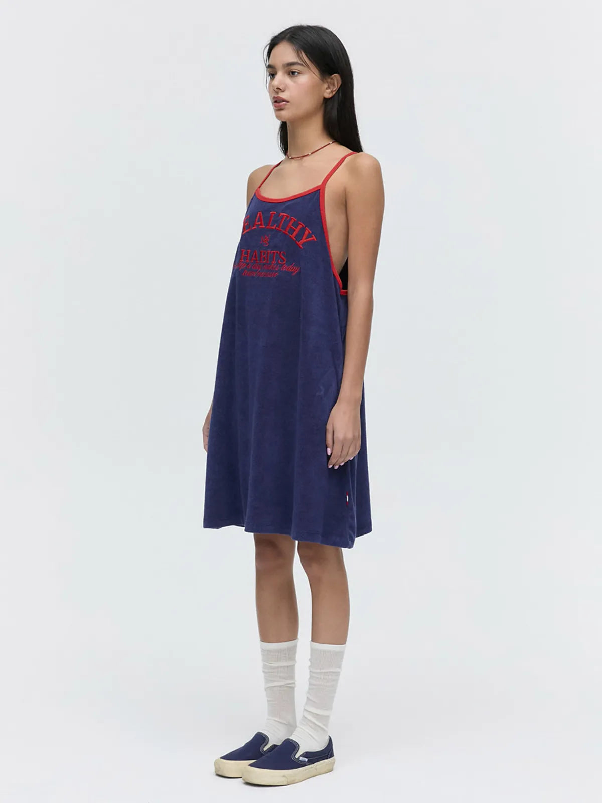 MENASOO SUMMER BASIC TERRY STRAP ONEPIECE_NAVY