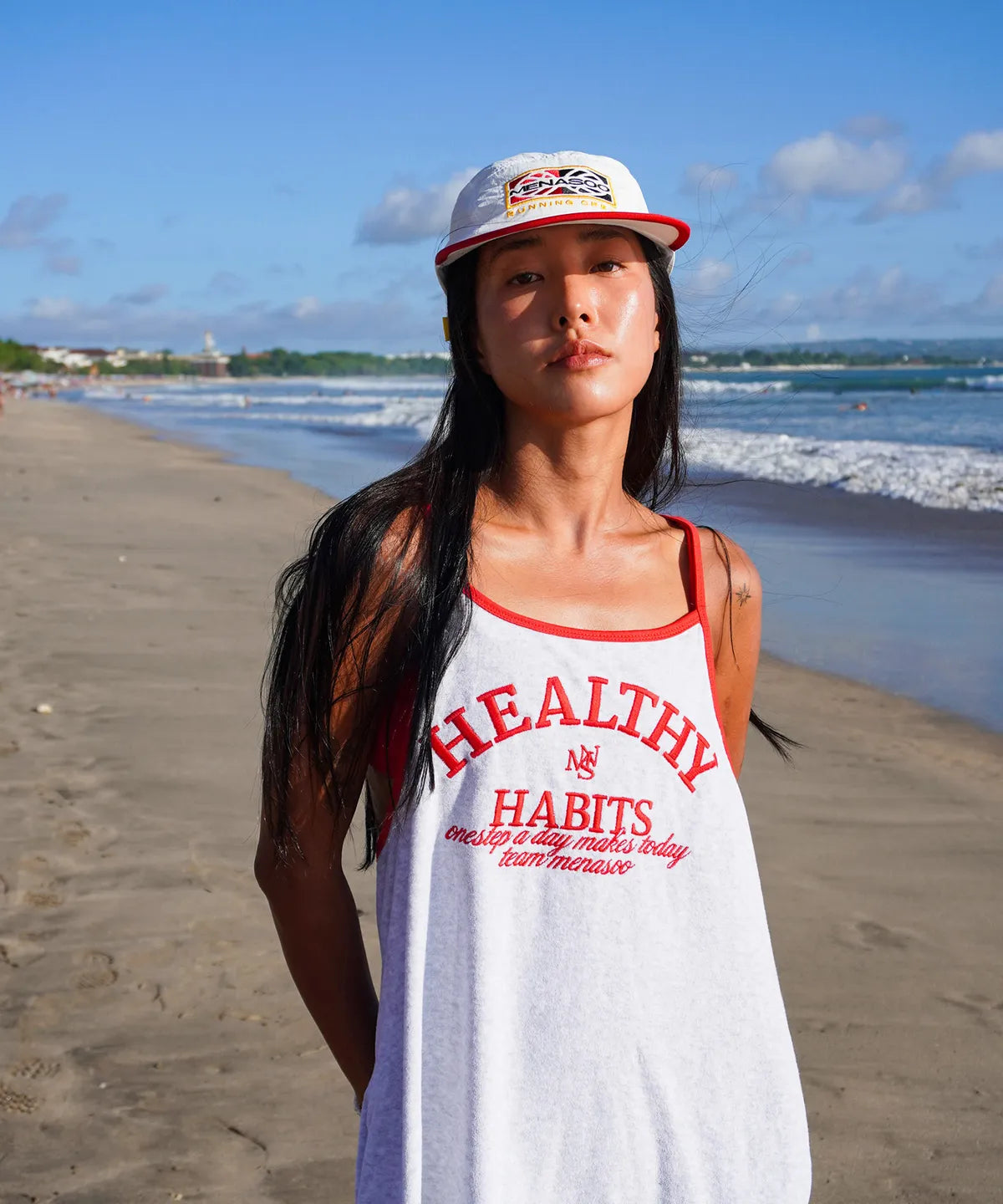 MENASOO SUMMER BASIC TERRY STRAP ONEPIECE_ASH GRAY