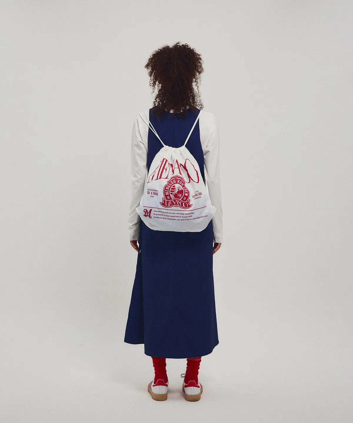 MENASOO NYLON STRING BACKPACK_WHITE
