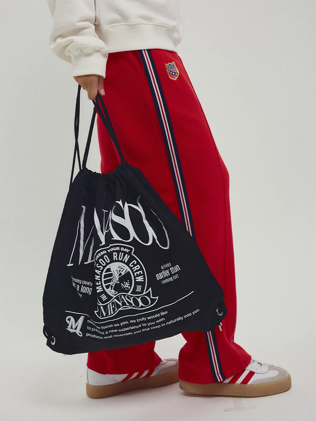 MENASOO NYLON STRING BACKPACK_BLACK
