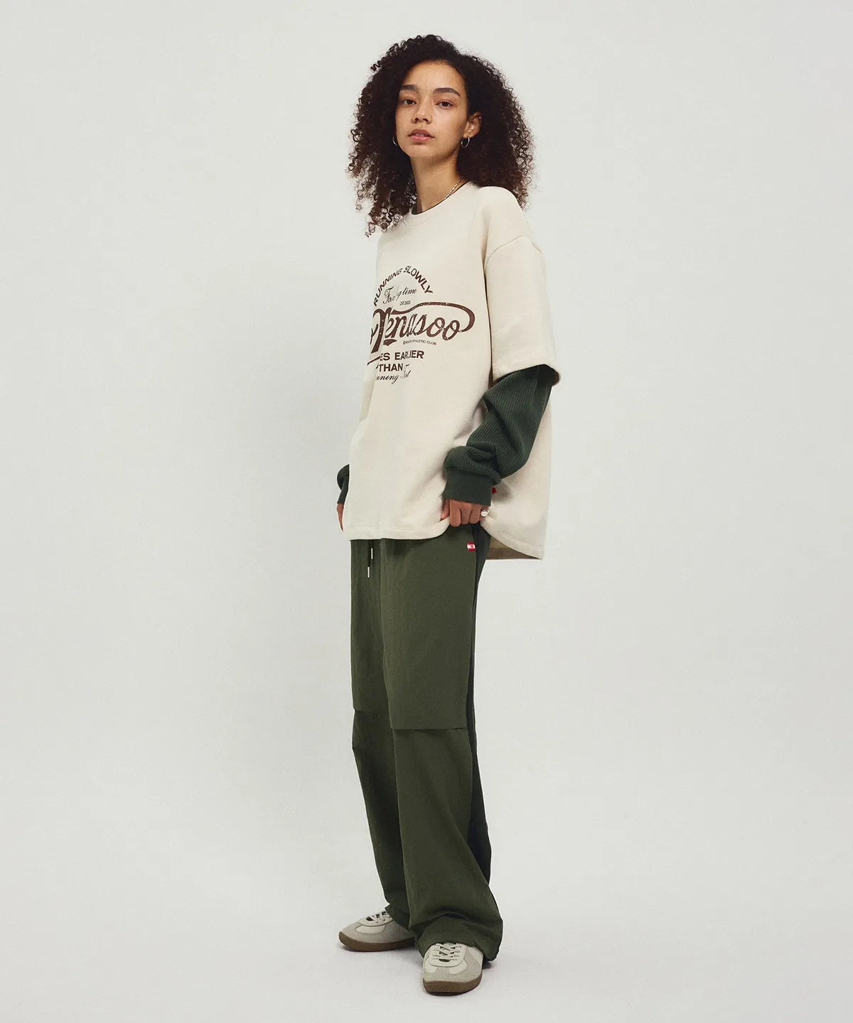 Back to Back Cotton Wide Pants_Khaki