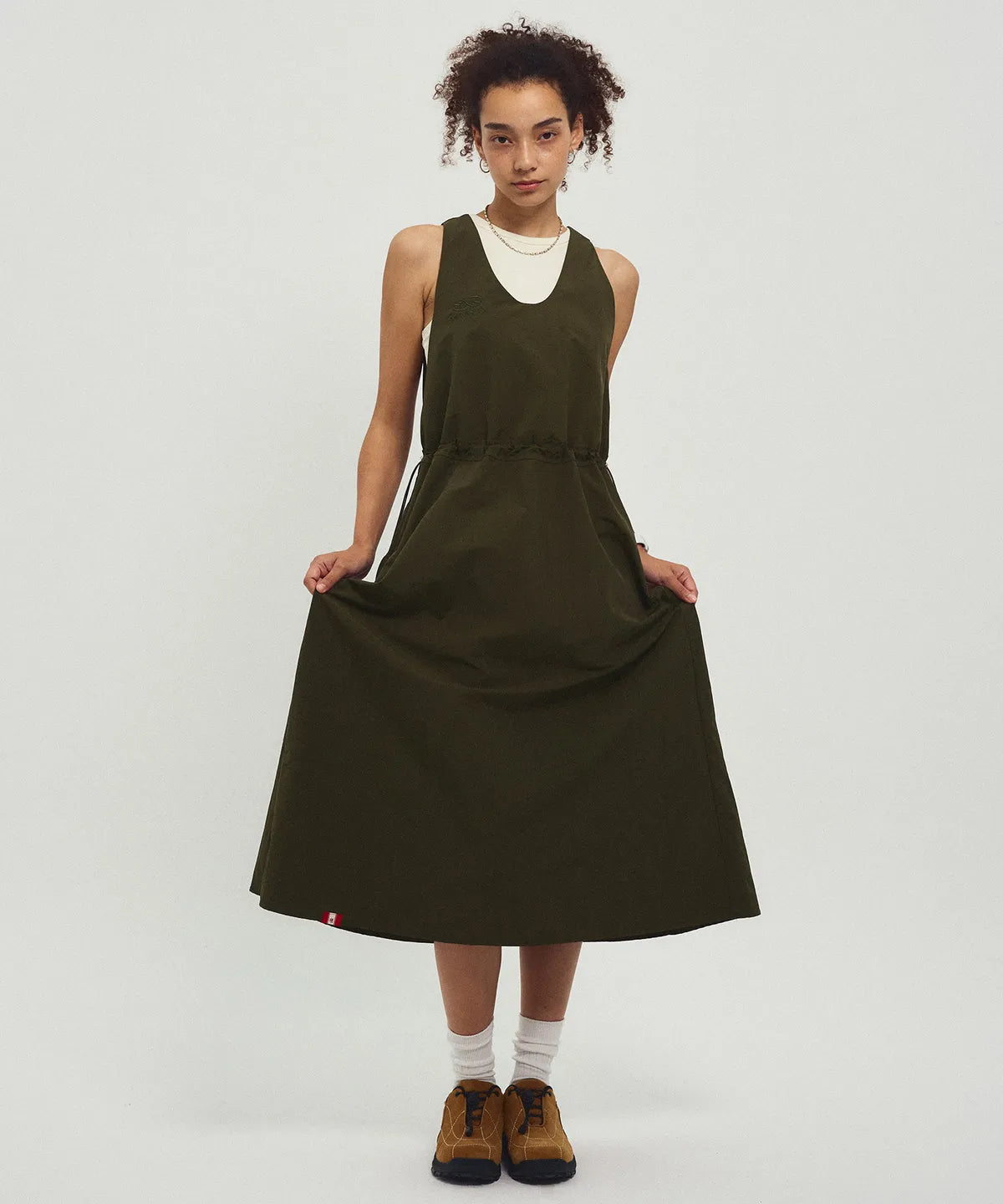 Nylon Layered Long One piece_Khaki