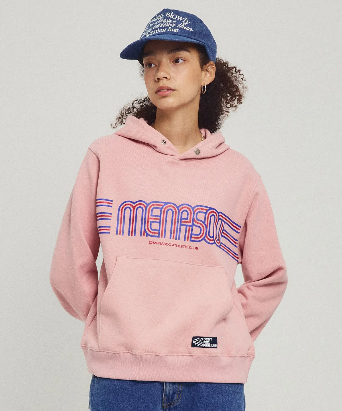 Menasoo Stripe Logo Hoodie_Pink