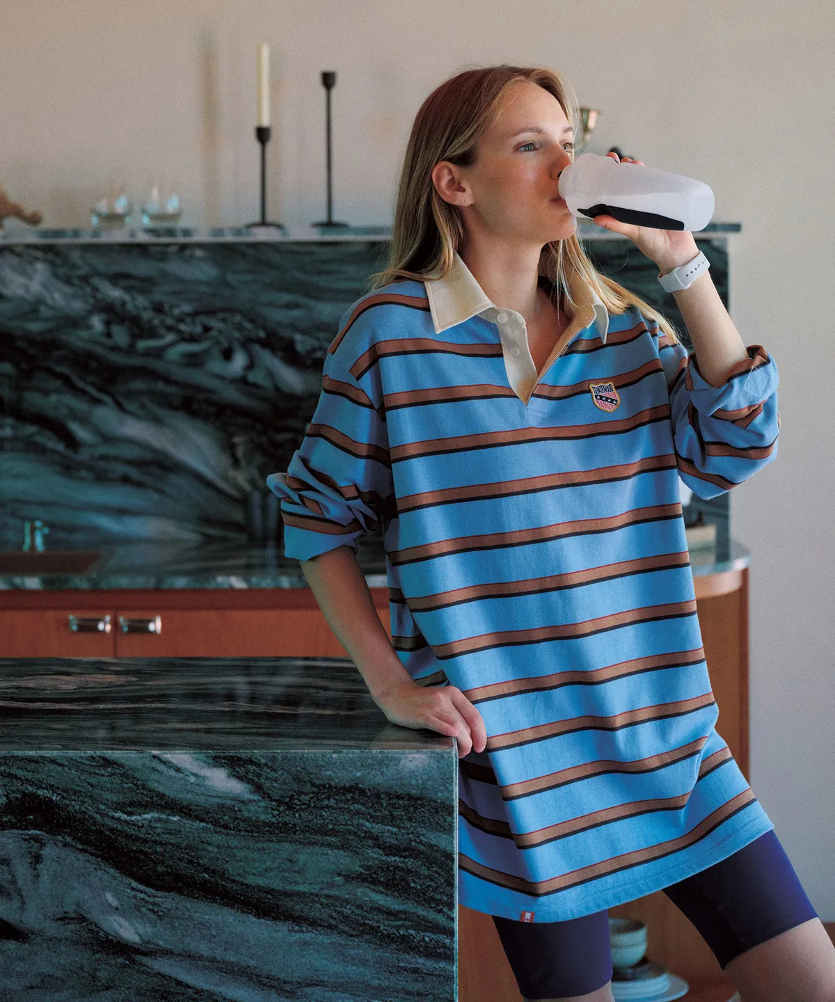 Menasoo Stripe Rugby T Shirt_Skyblue