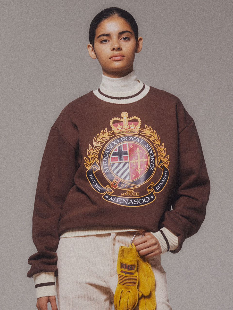 Menasoo Heritage Heavy Sweatshirt_Brown_기모원단