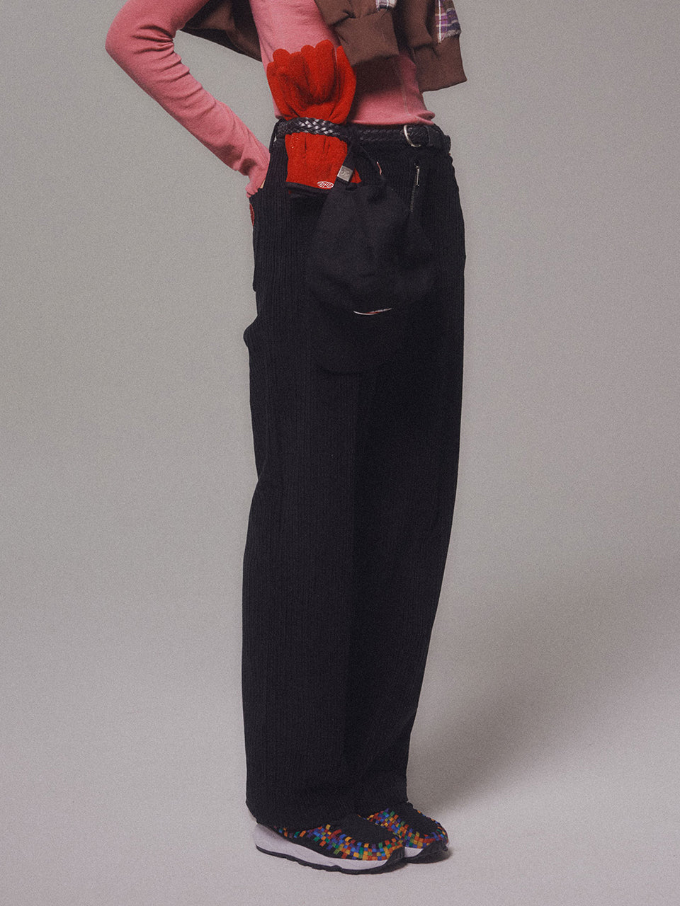 Corduroy Straight Pants_Black
