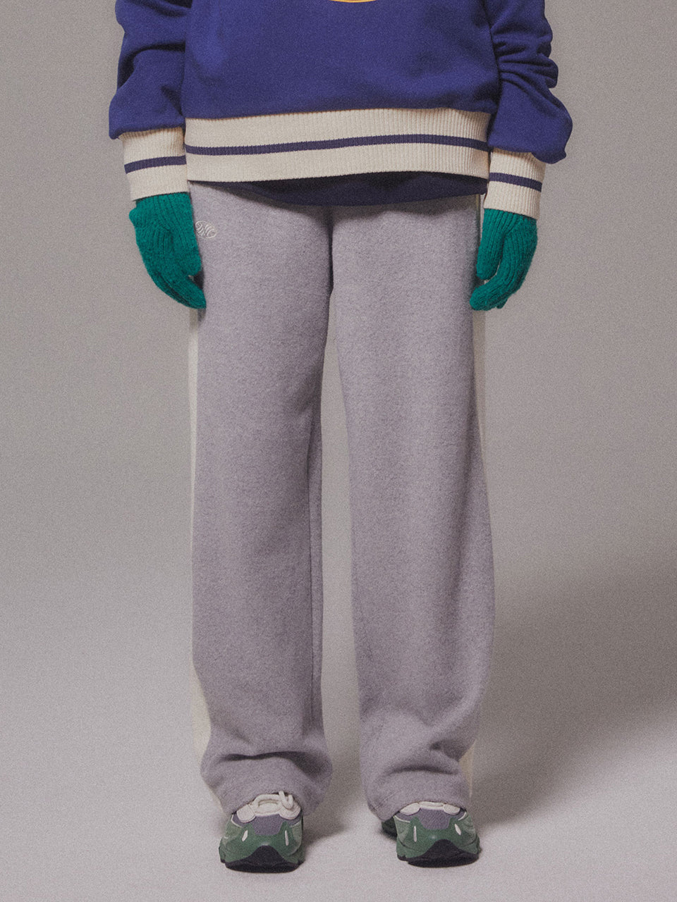 Fleece Track Wide Pants_Melange Gray