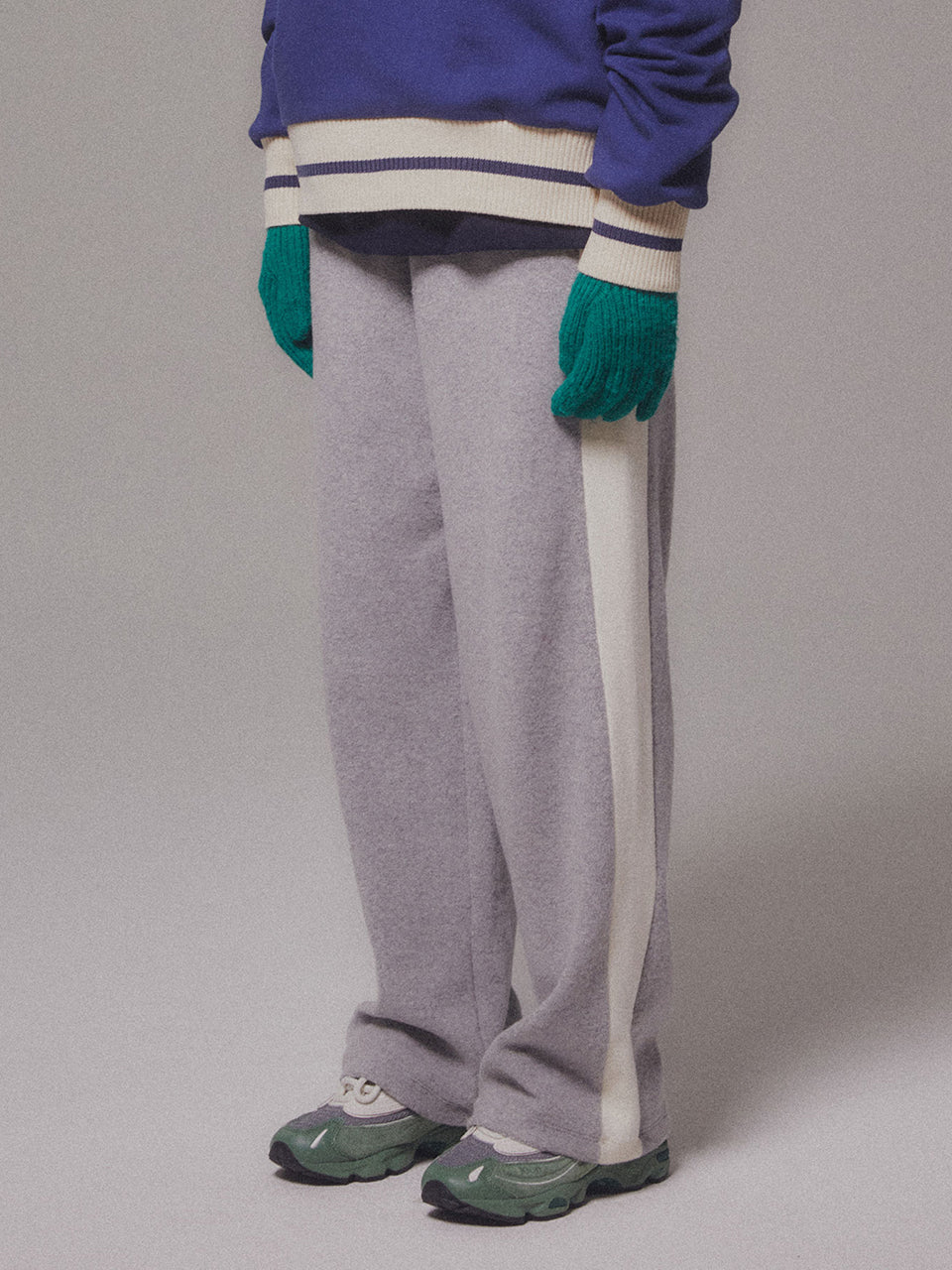 Fleece Track Wide Pants_Melange Gray