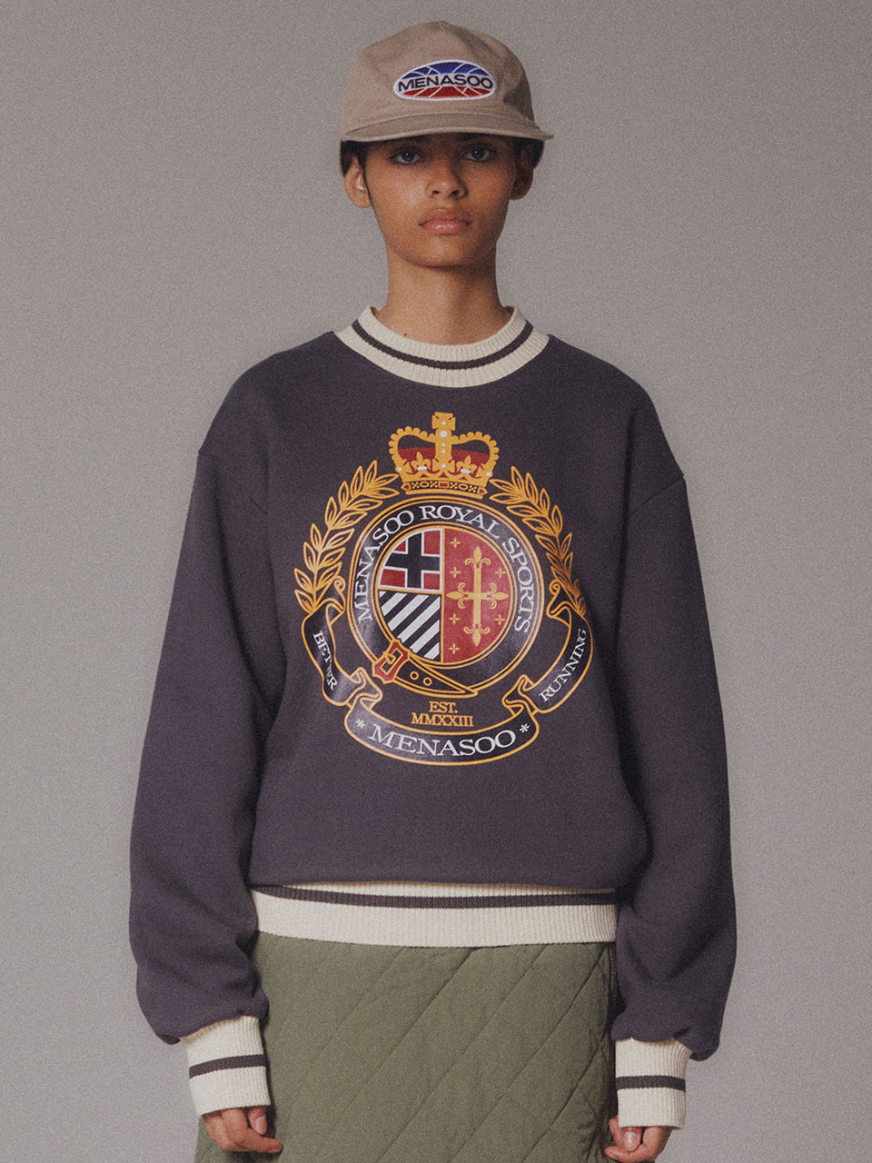 Menasoo Heritage Heavy Sweatshirt_Charcoal_기모원단