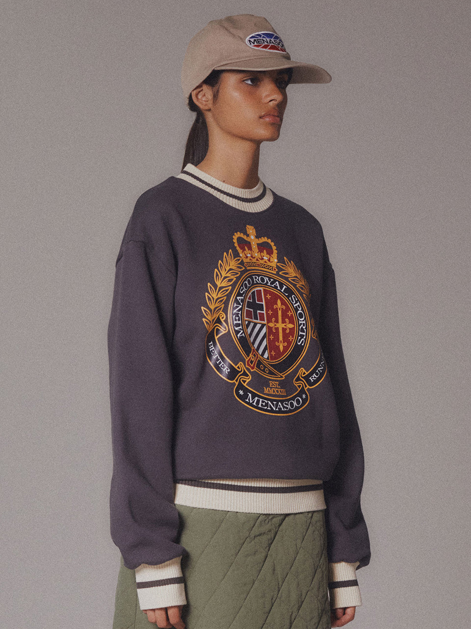 Menasoo Heritage Heavy Sweatshirt_Charcoal_기모원단