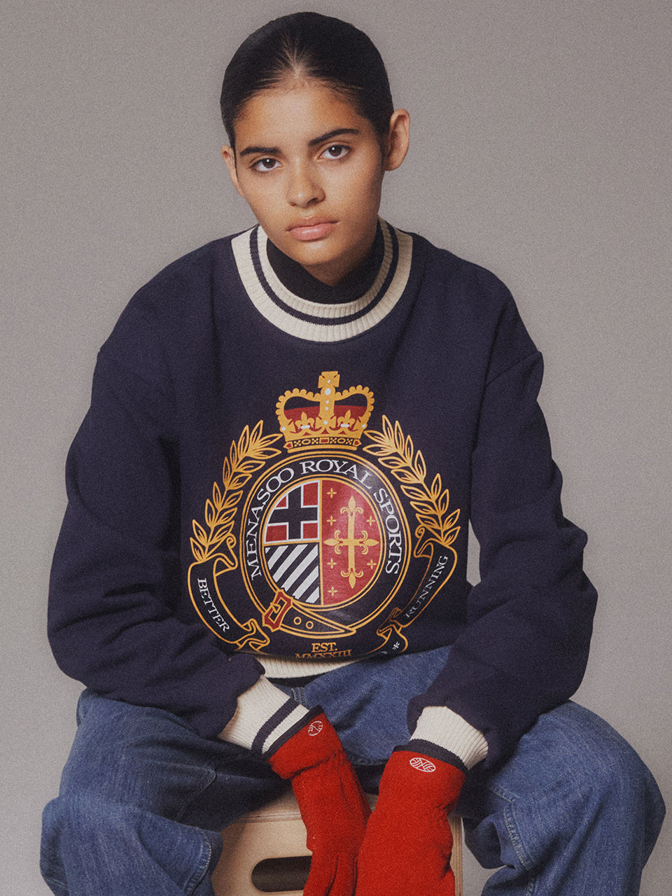 Menasoo Heritage Heavy Sweatshirt_Navy_기모원단