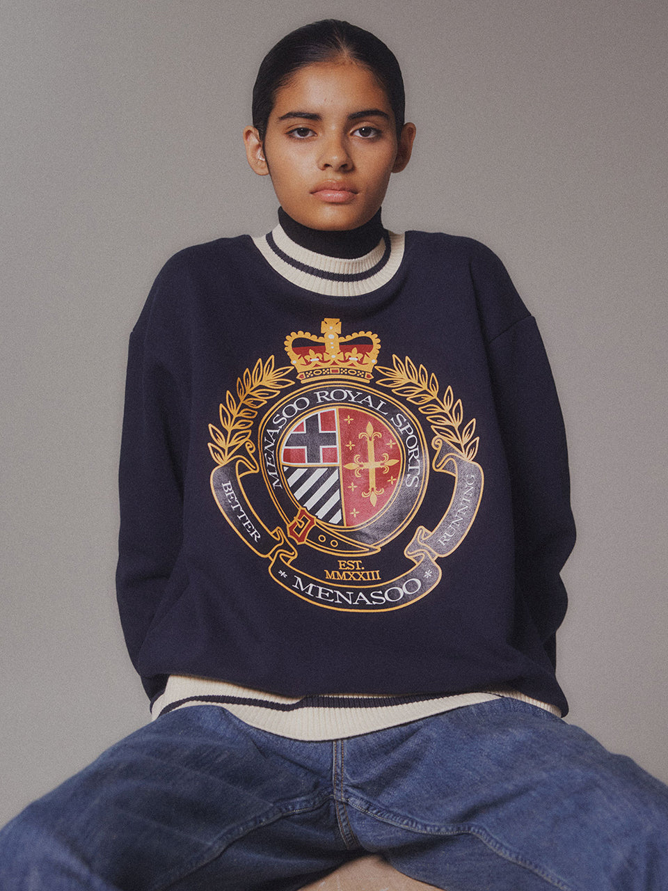 Menasoo Heritage Heavy Sweatshirt_Navy_기모원단