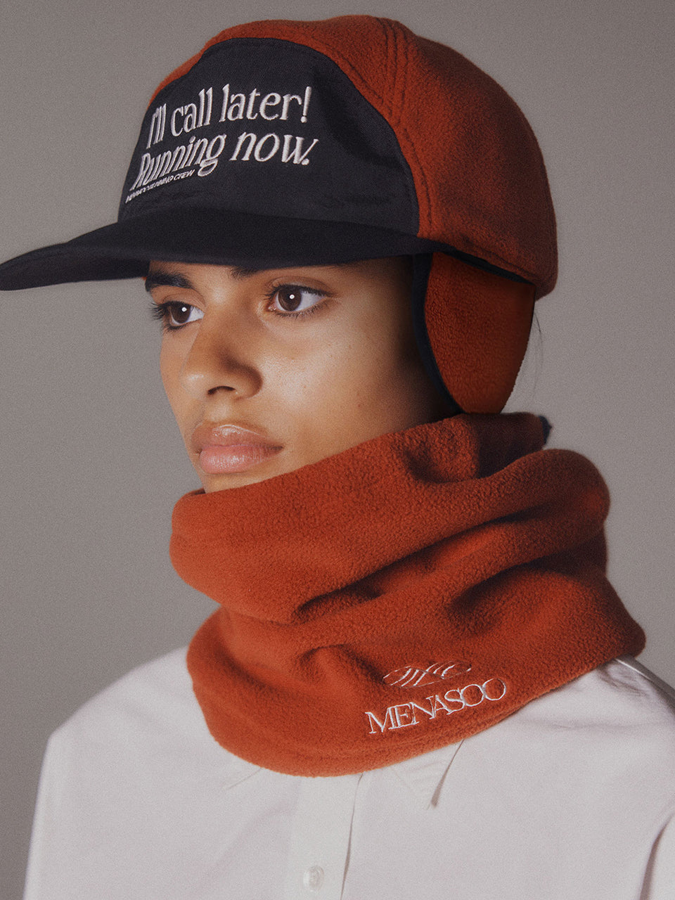 Hide Earmuffs Cap_Brick